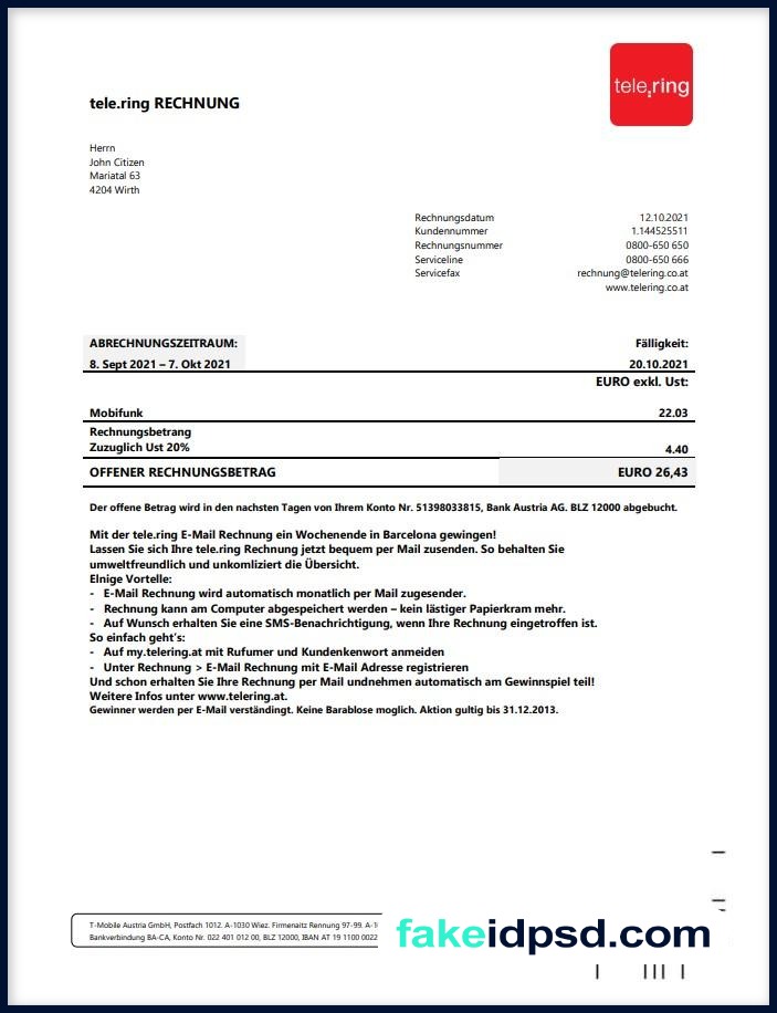 Tele-ring Utility Bill [AUT]