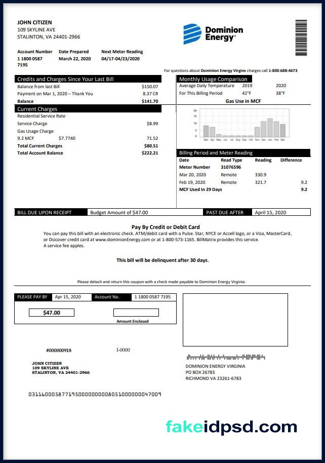Utility Bill [USA] Diminion