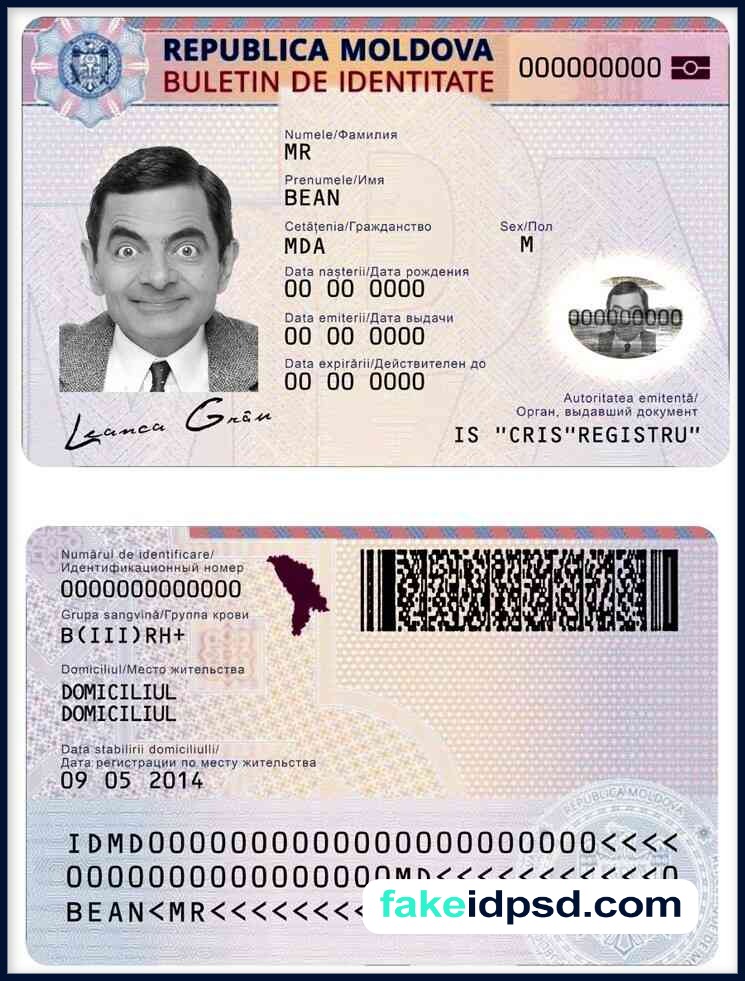 Template Moldova ID [PSD] MDA